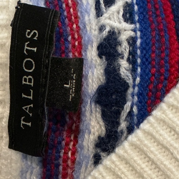Talbots Cream Sweater with Blue and Purple Pattern - Picture 3 of 4